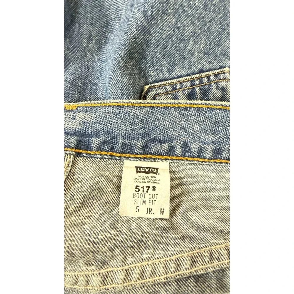 Levis 517 Boot Cut Slim Fit Jeans Medium Wash Denim High Rise Size 5 JR M